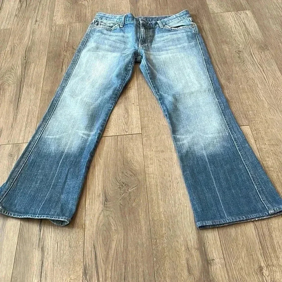 7 For All Mankind Blue Flare Jeans - Picture 1 of 8